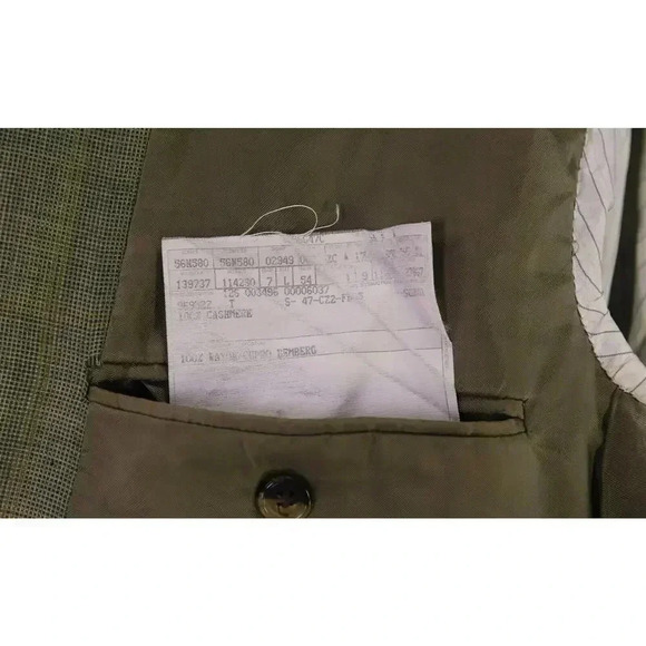 Ermenegildo Zegna Green w/ Gold Windowpane 100% Cashmere Sportcoat Blazer 44L - Picture 10 of 11